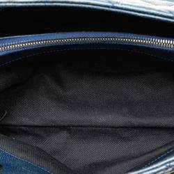 Pre Owned Chanel Blue Quilted Iridescent Caviar Chic Shopping Tote