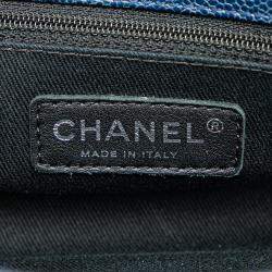 Pre Owned Chanel Blue Quilted Iridescent Caviar Chic Shopping Tote