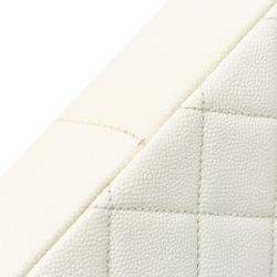 Pre Owned Chanel White Small Quilted Caviar Chain Melody Flap