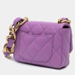مملوكة مسبقًا حقيبة شانيل ميني بنفسجية جلد الحمل مبطن فانكي تاون ذات 〈فَتْحة〉