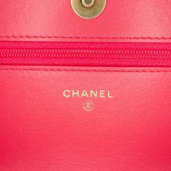 Pre Owned محفظة شانيال وردية تويد 19 على السلسلة