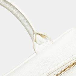 Pre Owned حقيبة شانيل بولينغ مبطنة كافيار CC أبيض