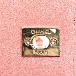 Pre Owned Chanel Pink Mini Chevron Lambskin Trendy CC Chain Wallet