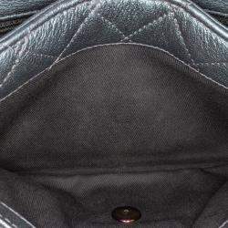 Pre Owned Chanel Purple Small Iridescent Goatskin Rainbow Hardware Double Carry Waist Chain Flap