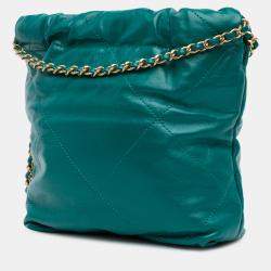 Pre Owned حقيبة شانيل 22 جلد عجل لامع أخضر صغير