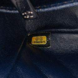 Pre Owned Chanel Blue Mini Square Classic Patent Single Flap