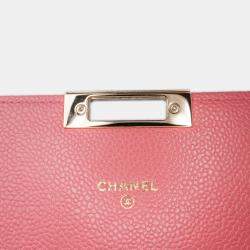 مملوكة مسبقًا محفظة شانيل سلسلة ذهبية كافيار مبطنة وردية