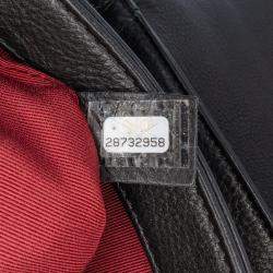 Pre Owned حقيبة شانيل سوداء صغيرة مبطنة جلد عجل لؤلؤة سي سي أكورديون فلاب