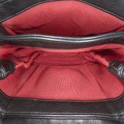 Pre Owned حقيبة شانيل سوداء صغيرة مبطنة جلد عجل لؤلؤة سي سي أكورديون فلاب