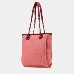 Pre Owned حقيبة دوفيل شانيل صغيرة ألياف مختلطة حمراء