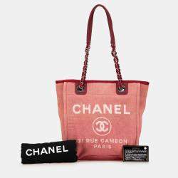 Pre Owned حقيبة دوفيل شانيل صغيرة ألياف مختلطة حمراء