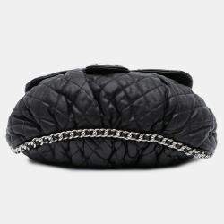 Pre Owned Chanel Black Large Lambskin Chain Around Flap