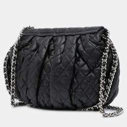 Pre Owned Chanel Black Large Lambskin Chain Around Flap