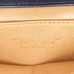 Pre Owned Chanel Navy Blue Small Lambskin Chic Pearls Flap