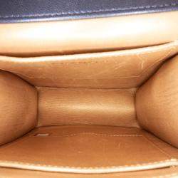 Pre Owned Chanel Navy Blue Small Lambskin Chic Pearls Flap