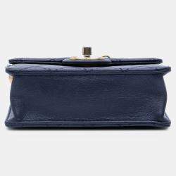 Pre Owned Chanel Navy Blue Small Lambskin Chic Pearls Flap