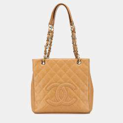 Pre Owned Chanel Brown Caviar Petite Shopping Tote
