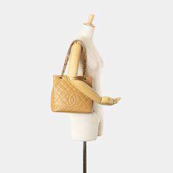 Pre Owned Chanel Brown Caviar Petite Shopping Tote