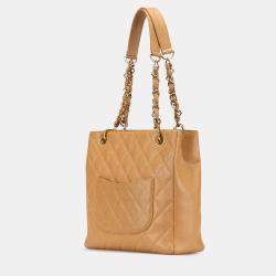 Pre Owned Chanel Brown Caviar Petite Shopping Tote