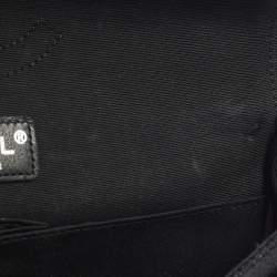 Pre Owned Chanel Classic Double Flap Medium Black Quilted Canvas and Sequins Flap Bag