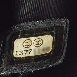 Pre Owned Chanel Classic Double Flap Medium Black Quilted Canvas and Sequins Flap Bag