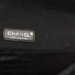 Pre Owned Chanel Classic Double Flap Medium Black Quilted Canvas and Sequins Flap Bag