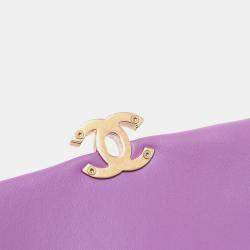 Pre Owned حقيبة شانيل رفرف سلسلة كاندي جلد حملان مبطنة صغيرة أرجوانية