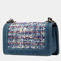 مملوكة مسبقًا حقيبة بوي شانيل دينيم وتويد زرقاء متوسطة