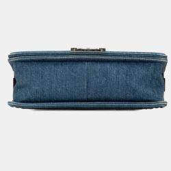 مملوكة مسبقًا حقيبة بوي شانيل دينيم وتويد زرقاء متوسطة