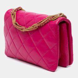 Pre Owned Chanel Pink Small Quilted Lambskin On And On Chain Flap