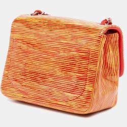 مملوكة مسبقًا حقيبة شانيل أورانج ميني سكوير كلاسيك باتنت مخططة بغطاء فردي