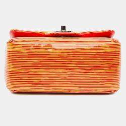 مملوكة مسبقًا حقيبة شانيل أورانج ميني سكوير كلاسيك باتنت مخططة بغطاء فردي