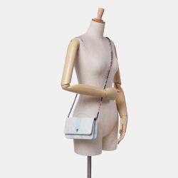 مملوكة مسبقًا Chanel White CC Quilted Canvas Jungle Jeans Wallet on Chain