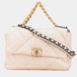 Pre Owned Chanel Brown Large Lambskin 19 Flap