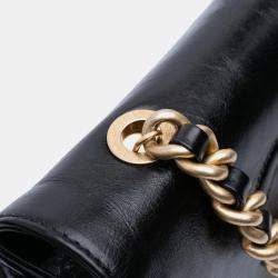 مملوكة مسبقًا Chanel Black Crumpled Calfskin En Vogue Rope Flap