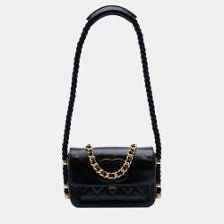 مملوكة مسبقًا Chanel Black Crumpled Calfskin En Vogue Rope Flap