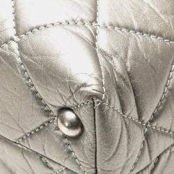 Pre Owned Chanel Silver Reissue 2.55 Quilted Aged Calfskin Tote