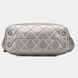 Pre Owned Chanel Silver Reissue 2.55 Quilted Aged Calfskin Tote