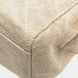 Pre Owned حقيبة شانيل سلسلة كتان بنية CC مخيطة