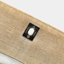 Pre Owned حقيبة سلسلة شانيل كتان مُخيطة بني سي سي