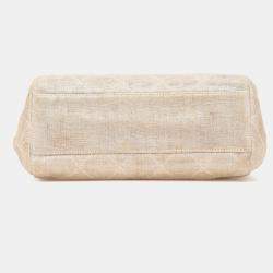 Pre Owned حقيبة سلسلة شانيل كتان مُخيطة بني سي سي