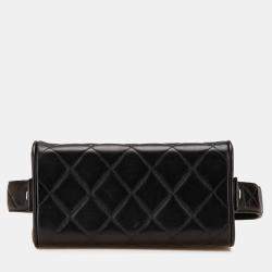 مملوكة مسبقًا حقيبة شانيل سوداء جلد خروف مبطن بنمط صندوقي