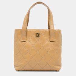 مملوكة مسبقًا حقيبة شانيل سيسي جلد عجل بني وايلد ستيتش