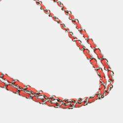 Pre Owned حقيبة شانيل كلاسيكية متوسطة بعنابي الكافيار الوردي بغطاء مزدوج