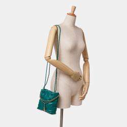 Pre Owned Chanel Green Mini Shiny Calfskin 22 Handbag