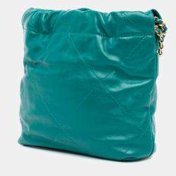 Pre Owned Chanel Green Mini Shiny Calfskin 22 Handbag