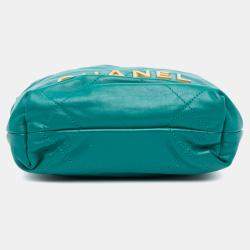 Pre Owned Chanel Green Mini Shiny Calfskin 22 Handbag