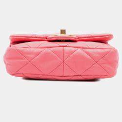 Pre Owned حقيبة رفرف شانيل لامبسكين منفوخ وردي صغيرة تاون فنكاي