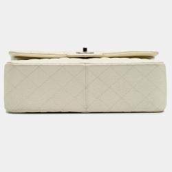 Pre Owned Chanel White Jumbo Classic Caviar Double Flap