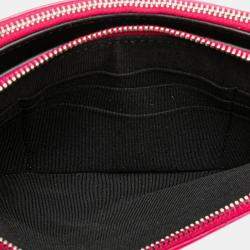 Pre Owned Chanel Black Pink Bicolor Patent Double Zip Wallet on Chain